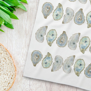 Linge De Cuisine Motif d'huîtres d'aquarelle côtière