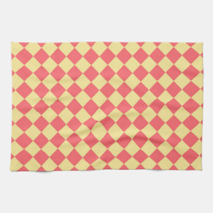 Linge De Cuisine Motif diamant à carreaux orange jaune