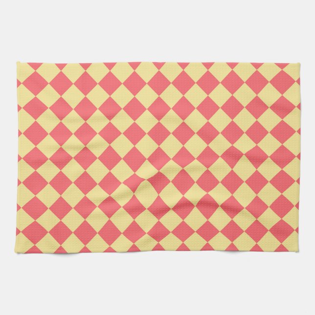 Linge De Cuisine Motif diamant à carreaux orange jaune  (Horizontal)