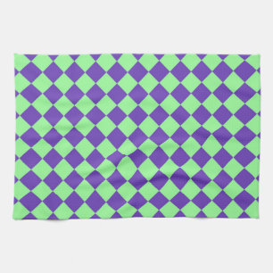Linge De Cuisine Motif diamant à carreaux violet vert