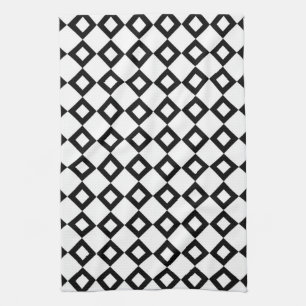 Linge De Cuisine Motif diamant blanc et noir