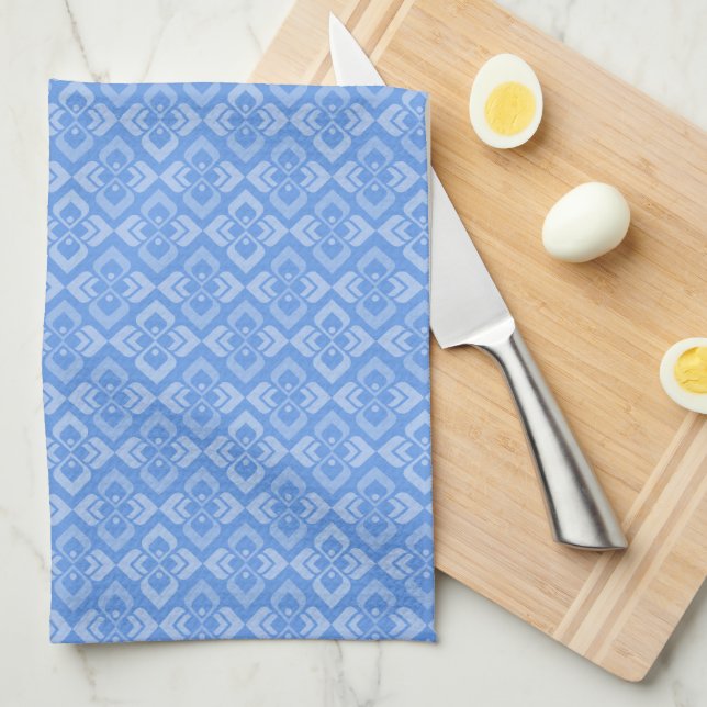 Linge De Cuisine Motif diamant bleu ciel  (Quart Plié)