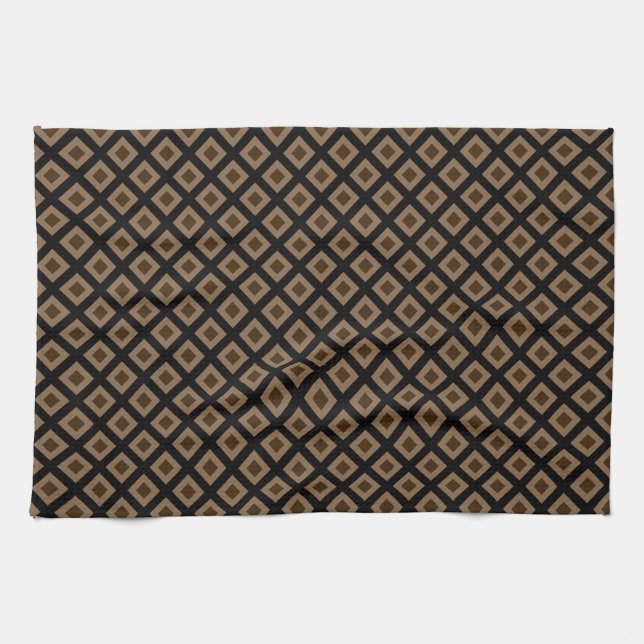Linge De Cuisine Motif diamant chameau moderne  (Horizontal)