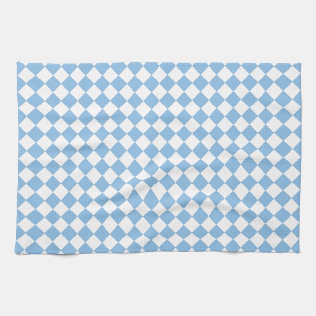 Linge De Cuisine Motif diamant de damier bleu et blanc (Horizontal)