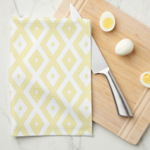 Linge De Cuisine Motif diamant jaune pâle et blanc