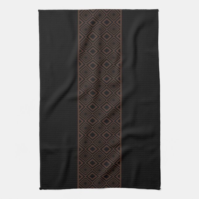 Linge De Cuisine Motif diamant noir et cuivre (Vertical)