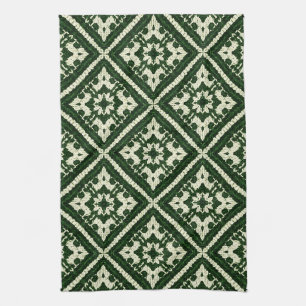 Linge De Cuisine Motif diamant nordique en tricot sans couture vert