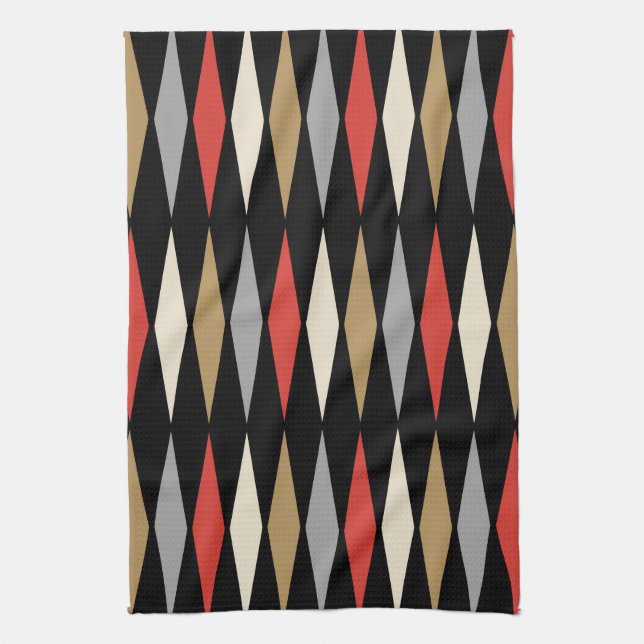 Linge De Cuisine Motif diamant rétro moderne du milieu du siècle (Vertical)
