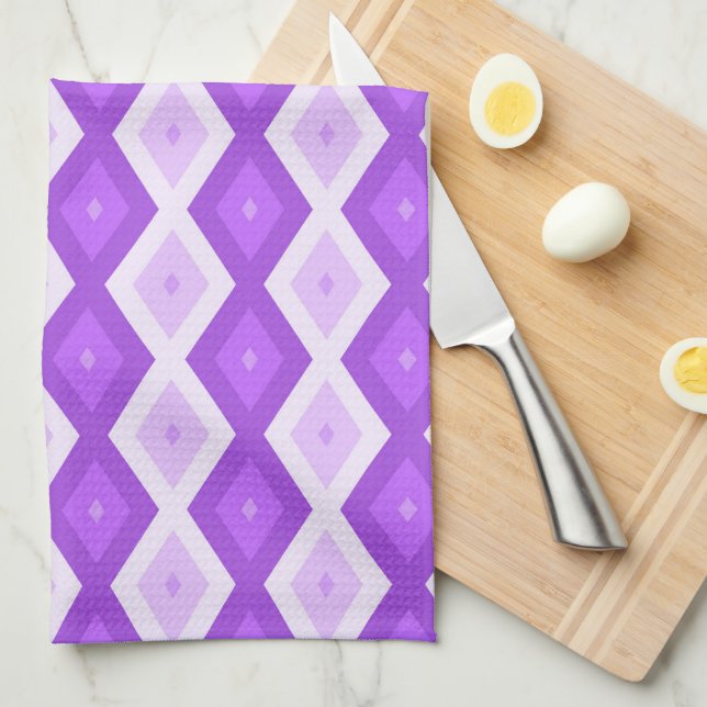 Linge De Cuisine Motif diamant violet clair (Quart Plié)
