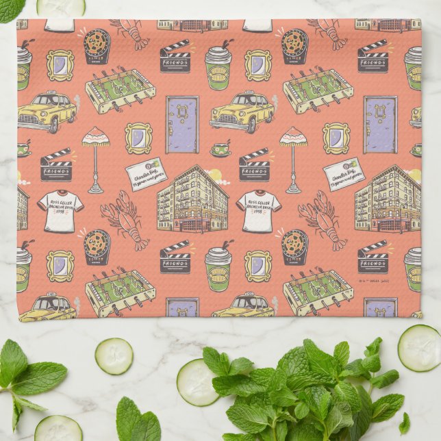 Linge De Cuisine Motif d'icônes colorées FRIENDS™ (Plié)
