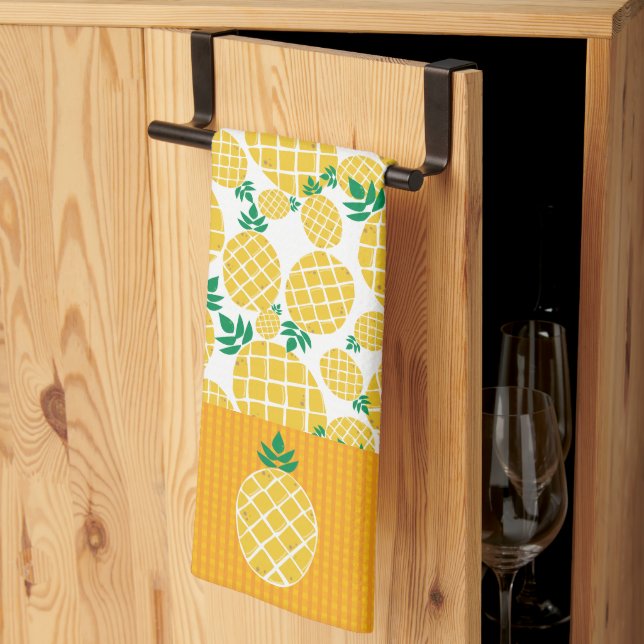Linge De Cuisine Motif d'illustration de l'ananas tropical (Pliage en tiers)