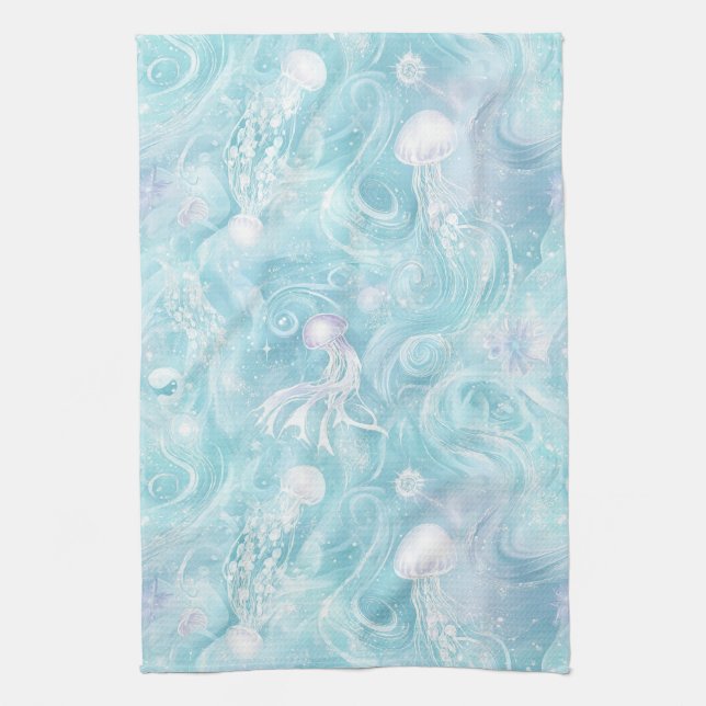 Linge De Cuisine Motif d'océan de méduses lumineuses (Vertical)