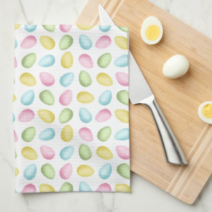 Linge De Cuisine Motif d'œufs de Pâques à l'aquarelle dans des coul