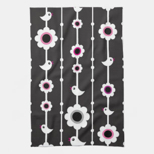Linge De Cuisine motif d'oiseau et de fleurs