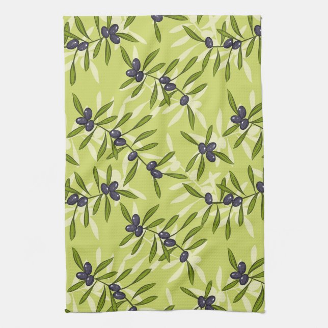 Linge De Cuisine Motif d'olive (Vertical)