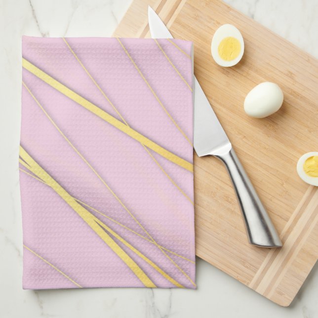 Linge De Cuisine Motif Doré 2 (Quart Plié)