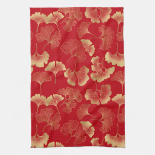 Linge De Cuisine Motif doré de feuilles de ginkgo d'automne élégant