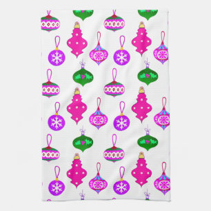 Linge De Cuisine Motif d'ornement antique en rose, violet et Turquo