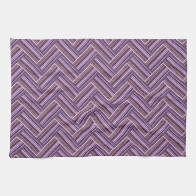 Linge De Cuisine Motif double tissage Mauve stripes (Horizontal)