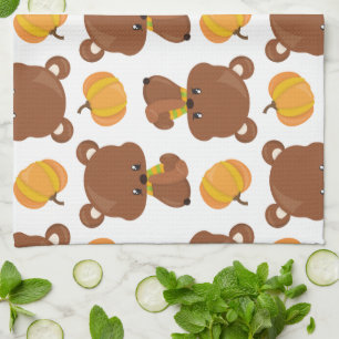 Linge De Cuisine Motif D'Ours, Ours Mignons, Automne, Citrouille