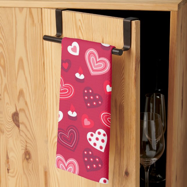 Linge De Cuisine Motif du coeur de la Saint Valentin (Pliage en tiers)