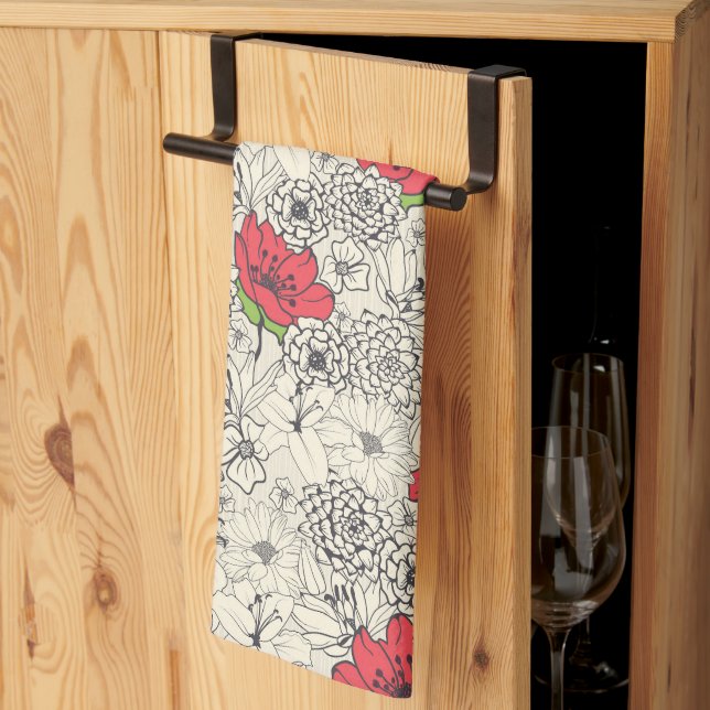 Linge De Cuisine Motif du jardin de fleurs de pavot (Pliage en tiers)