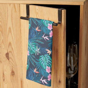 Linge De Cuisine Motif du Jardin des Fleurs Tropicales Bleues