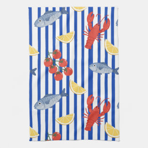 Linge De Cuisine Motif du marché de fruits de mer méditerranéens (2