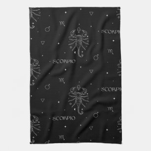 Linge De Cuisine Motif du zodiaque Scorpion en blanc et noir