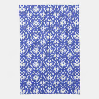 Linge De Cuisine Motif élégant de damassé. Bleu et blanc