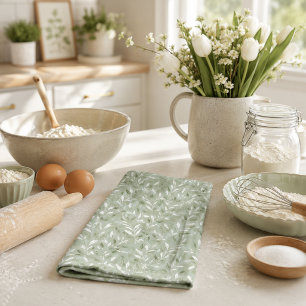 Linge De Cuisine Motif élégant de feuilles d'olive