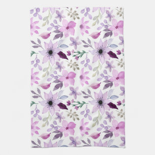 Linge De Cuisine Motif élégant de fleurs roses et violettes