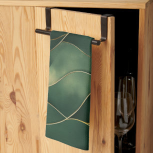 Linge De Cuisine Motif élégant et luxueux de tourbillons verts et d
