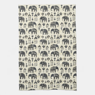 Linge De Cuisine Motif éléphant bohème tribal (1)