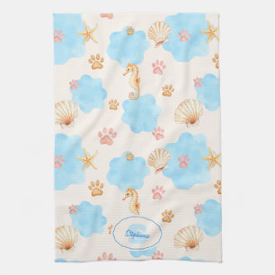 Linge De Cuisine Motif Empreinte de patte d'inspiration océanique a