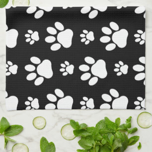 Linge De Cuisine Motif, Empreintes de pattes, pattes de chien, noir