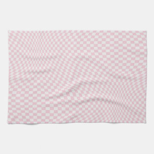 Linge De Cuisine Motif en damier rose pastel À damiers Wavy