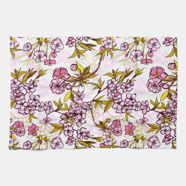 Linge De Cuisine Motif en fleurs de cerisiers  (Horizontal)