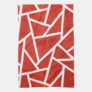 Linge De Cuisine Motif en mosaïque rouge et blanche