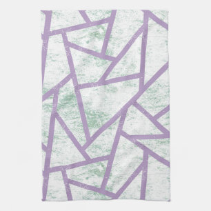 Linge De Cuisine Motif en mosaïque vert clair et lavande
