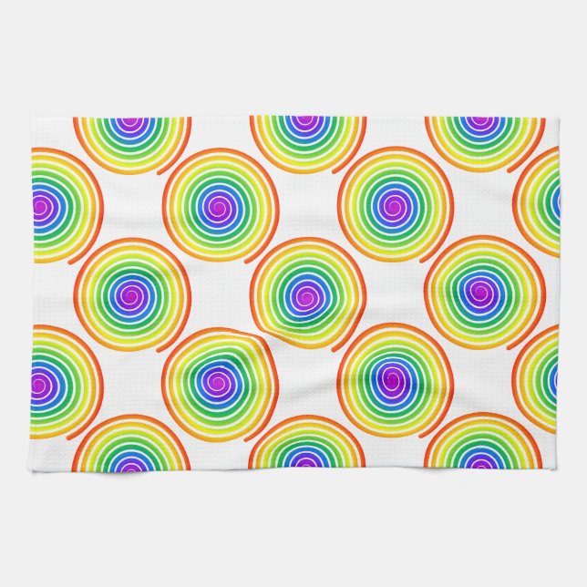 Linge De Cuisine Motif en spirale arc-en-ciel (Horizontal)