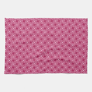 Linge De Cuisine Motif en tuiles égyptiennes, bordeaux et rose