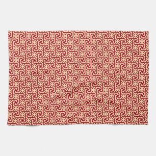 Linge De Cuisine Motif en tuiles égyptiennes, marron et pêche