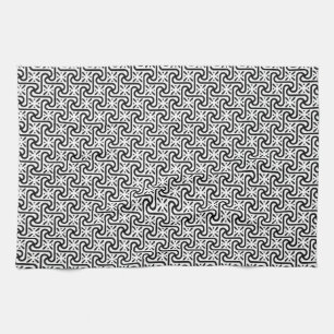 Linge De Cuisine Motif en tuiles égyptiennes, noir et blanc