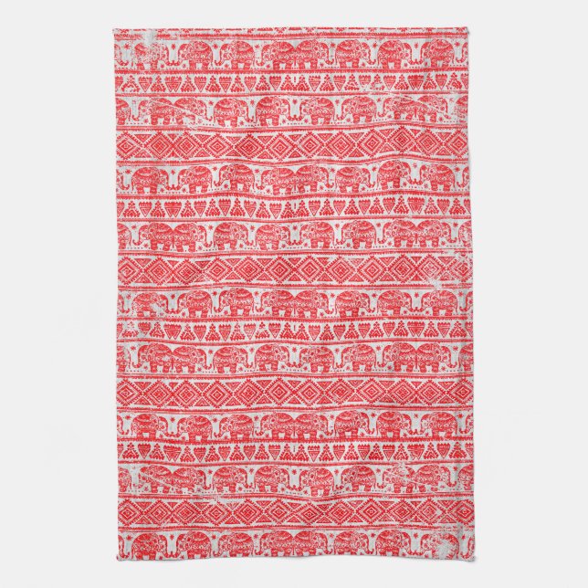 Linge De Cuisine Motif ethnique d'éléphant boho (Vertical)