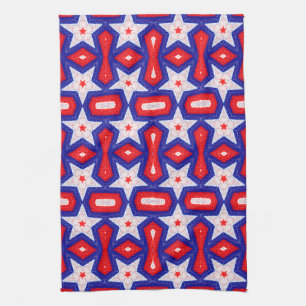 Linge De Cuisine Motif étoile rouge blanc et bleu