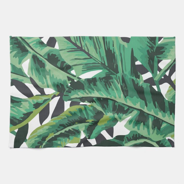 Linge De Cuisine Motif fascinant tropical de feuille de banane (Horizontal)