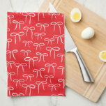 Linge De Cuisine Motif Festive Red and White Simple Bow Doodle<br><div class="desc">Un motif mignon et festif de gribouillis blancs dessinés à la main décore cette serviette de cuisine tricotée rouge,  absorbante et fonctionnelle gaufre donnant au coeur de votre maison une petite touche de féminité joyeuse. Ce motif tendance est partout,  ne manquez pas de l'ajouter à votre vie.</div>