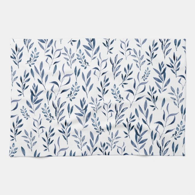 Linge De Cuisine Motif Feuille Aquarelle moderne   (Horizontal)