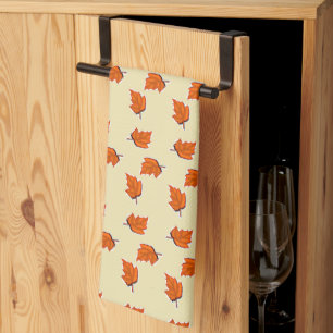 Linge De Cuisine motif feuille Brown sec